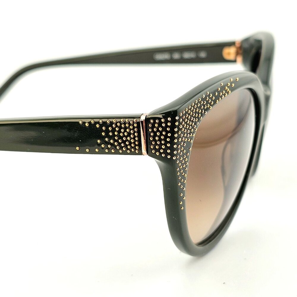 Chloé Caspia Cat Eye Sunglasses Dark Green Gold Micro Stud Brown Gradient Lens - Picture 10 of 16